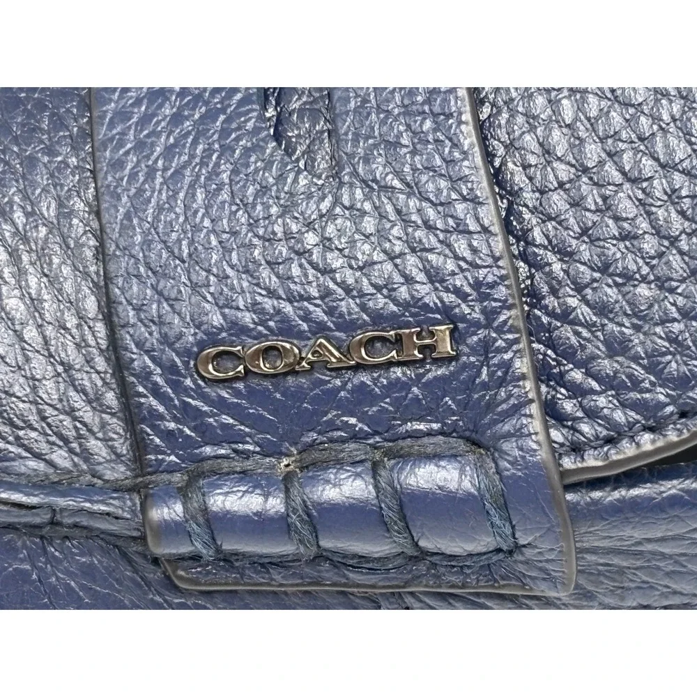 Coach C3098 Men's Navy Blue Pebbled Leather Penny Loafers Driving Shoes Size 12D